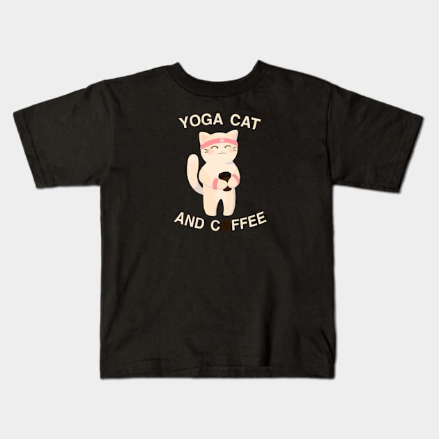 Yoga cat and coffee Kids T-Shirt by Nyrrra